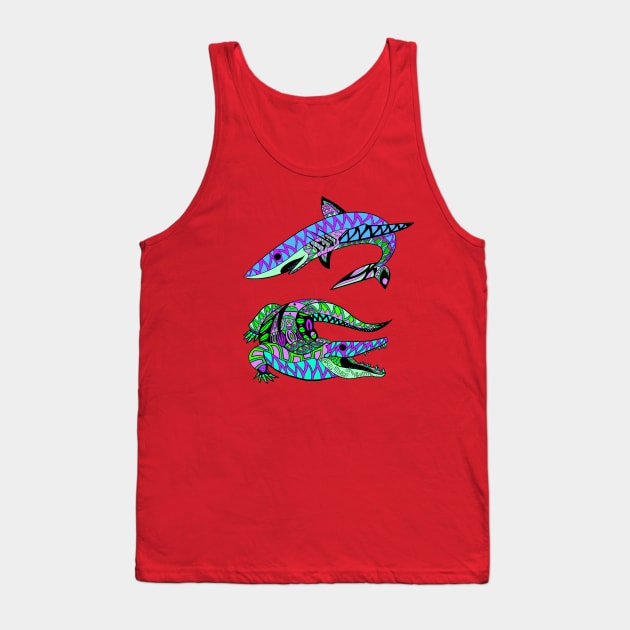 the shark and the crocodile ecopop artpop Tank Top by jorge_lebeau